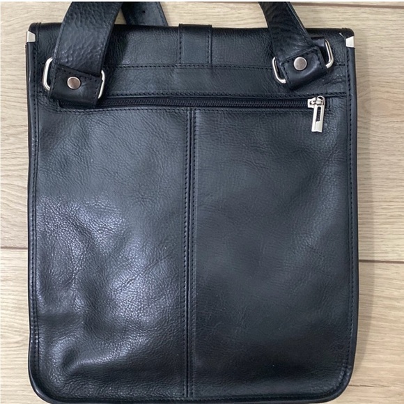 VERA PELLE Black Leather Crossbody Purse Bag - Picture 4 of 8